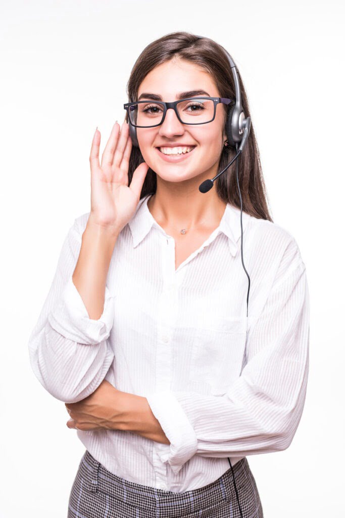 pretty smiling woman transperent glasses 1